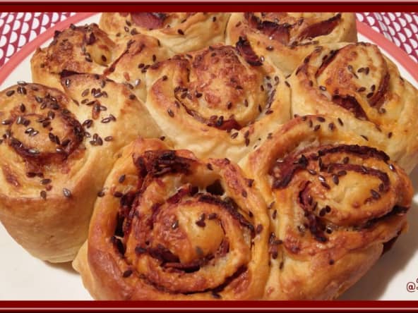 Brioche salée garnie de chorizo et lomo
