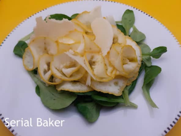 Carpaccio de cédrat et vinaigrette au basilic
