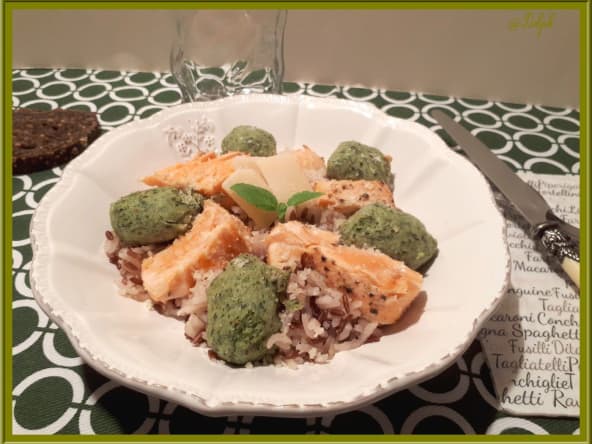 Gnudi ricotta épinards au saumon