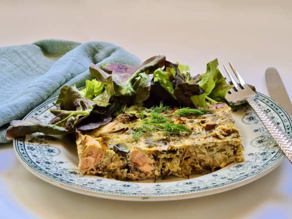 Gratin de saumon aux poireaux et à l'aneth