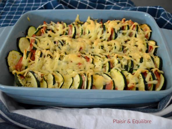 Tian de courgettes, jambon et chèvre