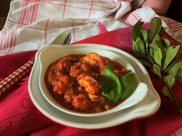 Crevettes pil pil à la tomate