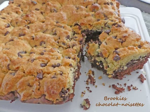 Brookies chocolat noisettes