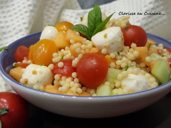 Salade estivale perlée aux crudités et melon : de la fraîcheur !