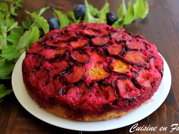 Gâteau renversé aux prunes