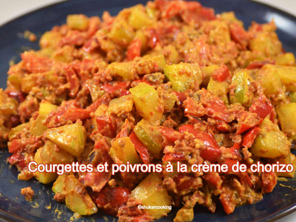 Courgettes et poivrons à la crème de chorizo