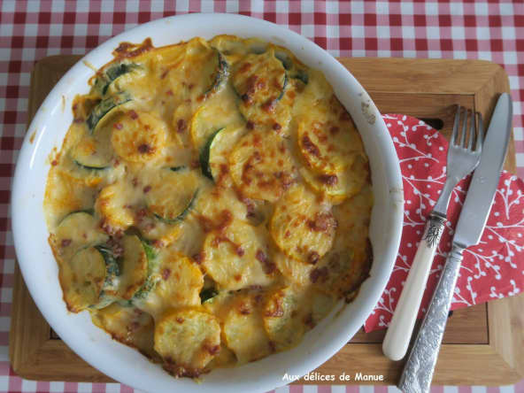 Gratin de courgettes à la béchamel au chorizo