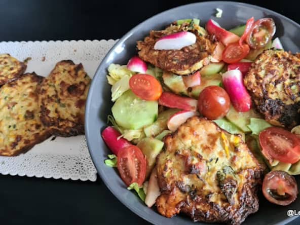 Galettes de courgettes, feta et lardons