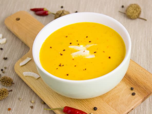 Soupe à la citrouille avec pommes de terre à la vanille de Madagascar pour Haloween