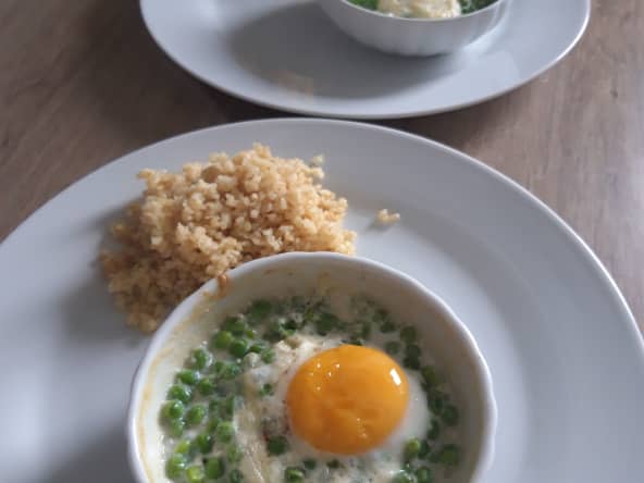 Oeufs cocotte aux petits pois