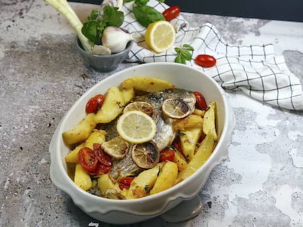 Pagre aux pommes de terre et basilic