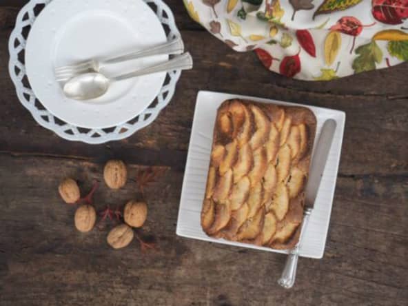 Gâteau noix et pomme
