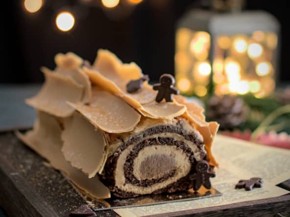 La bûche roulée au spéculoos (biscoff) et au cacao