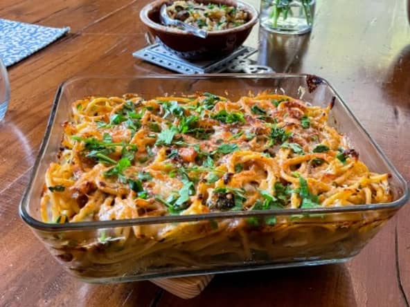 Reste de spaghetti au gratin