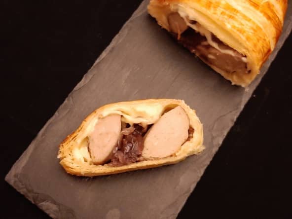 Feuilletés au boudin blanc et oignons caramélisés