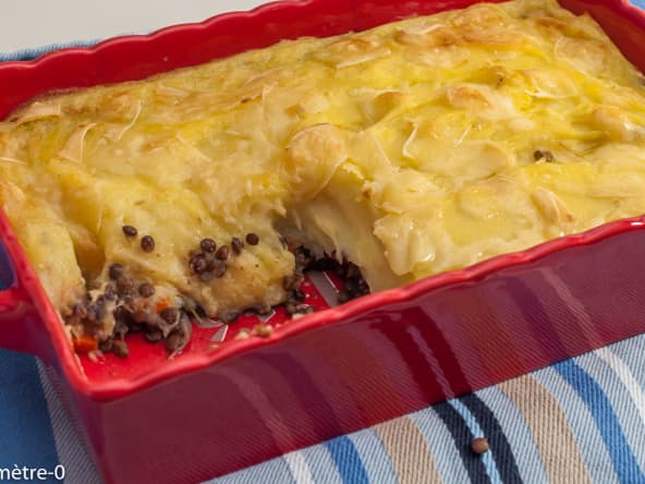 Parmentier végétarien aux lentilles et au Comté