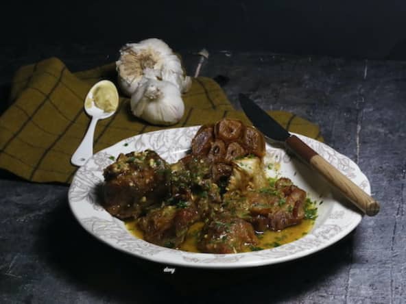 Agneau braisé ail et moutarde