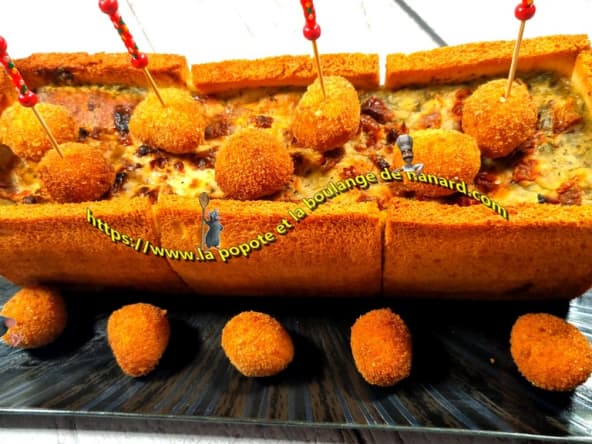 Craquant croque-cake et ses cromesquis de mozzarella