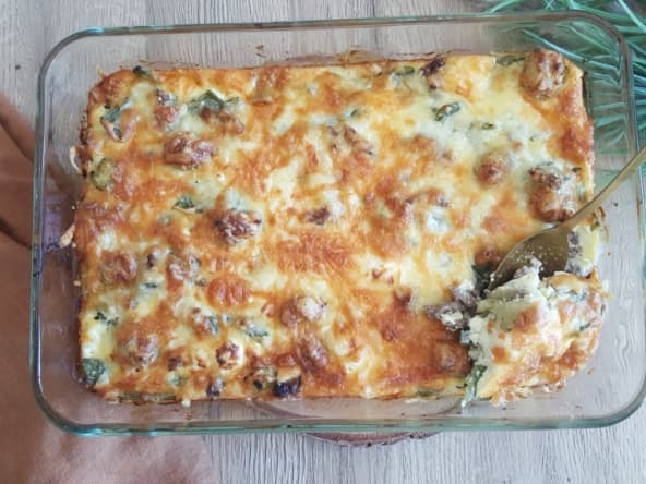 Gratin de gnocchis aux haricots verts et viande hachée
