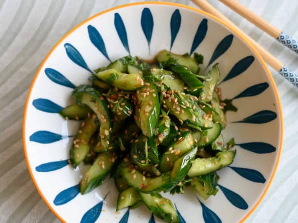 Salade asiatique de concombres tapés