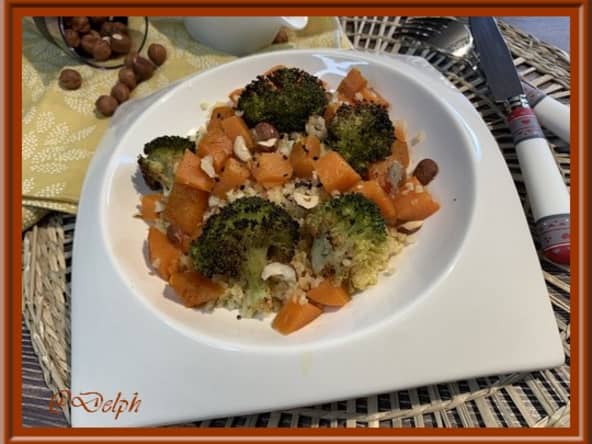 Bowl veggie de patate douce et brocolis rôtis, à la sauce tahin