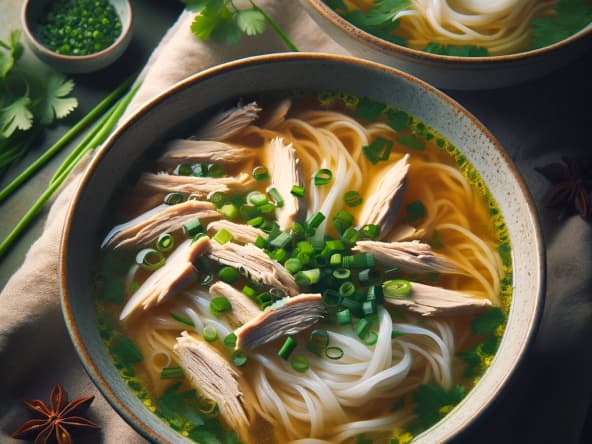 Pot-au-Pho épicé au poulet et aux nouilles de riz