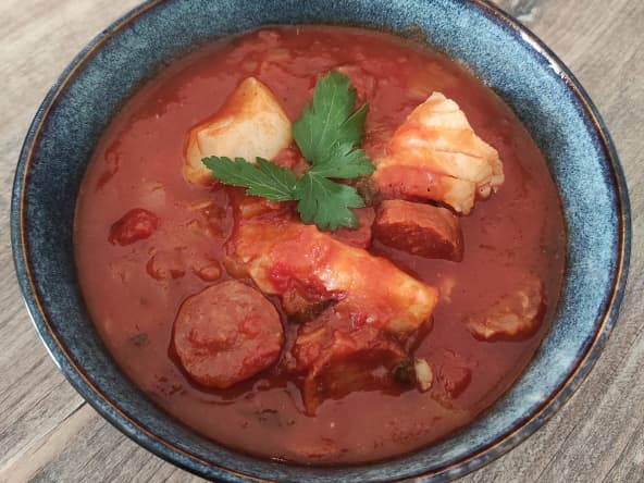 Lotte au chorizo et cidre