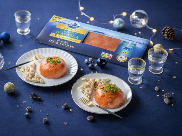 Dômes de saumon sauvage d'Alaska fumé et sa salade Alaska surprise