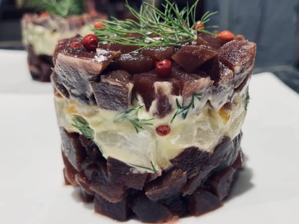Tartare de betteraves et haddock à l'aneth