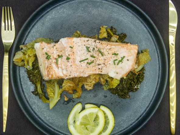 Saumon aux deux choux