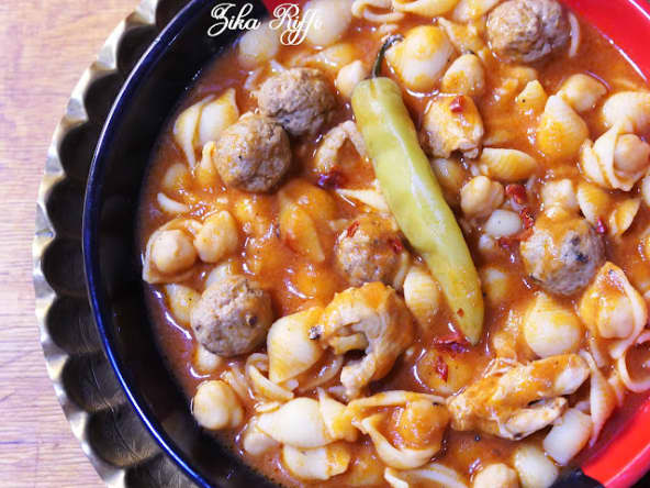 Orecchiettes à l'arabe aux boulettes et poulet