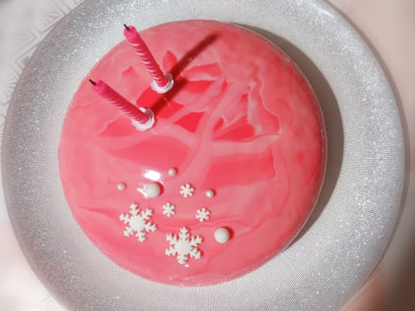 Entremets vanille et caramel glaçage miroir