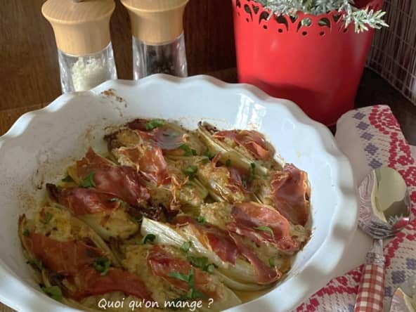 Endives caramélisées au jambon Serrano