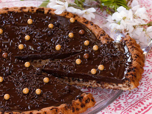 Tarte financière tigrée au chocolat