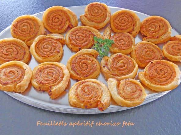 Roulés feuilletés apéritif chorizo feta