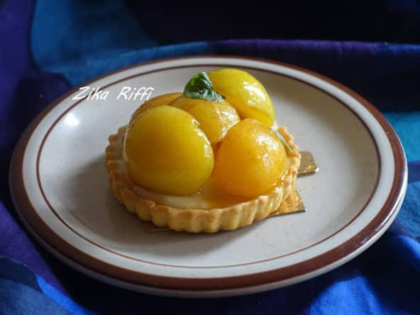 Tartelettes aux prunes mirabelles et crème pâtissière à la vanille