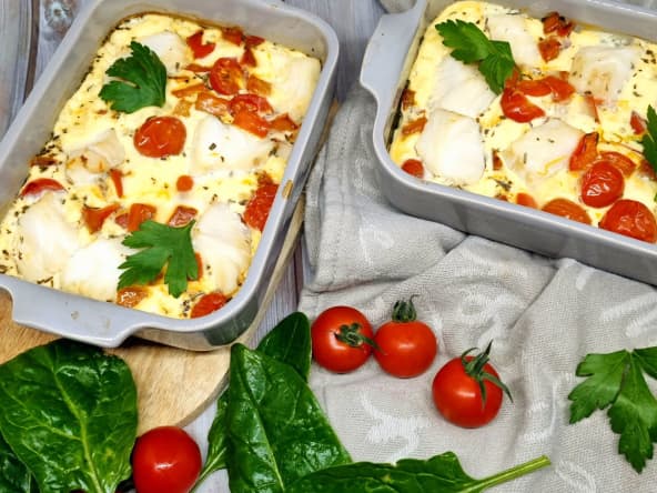 Flans de cabillaud et légumes