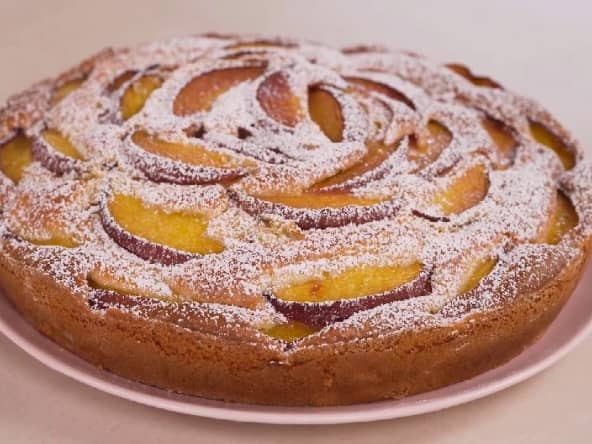 Gâteau aux pêches et mascarpone