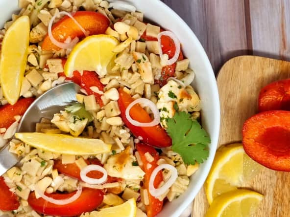 Salade estivale de crozets au poulet grillé et abricots