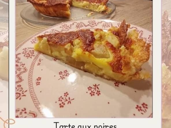 Tarte feuilletée aux poires à  la crème et au rhum