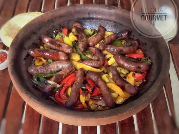 One pan poivrons et merguez