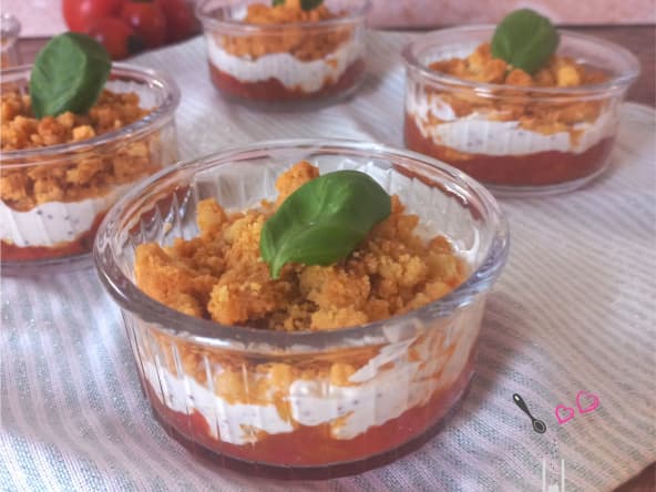 Crumble de tomates rôties en verrines