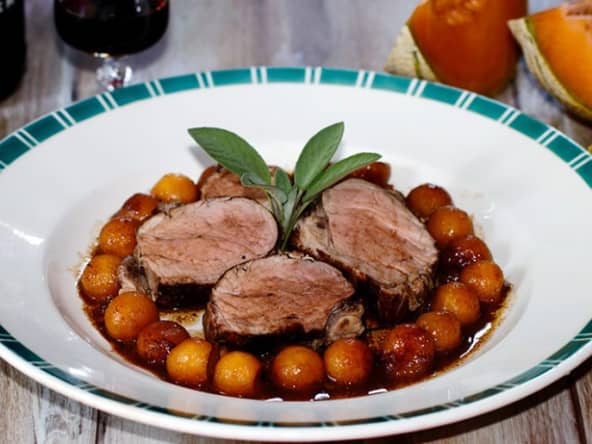 Filet mignon poêlé au melon et au Porto