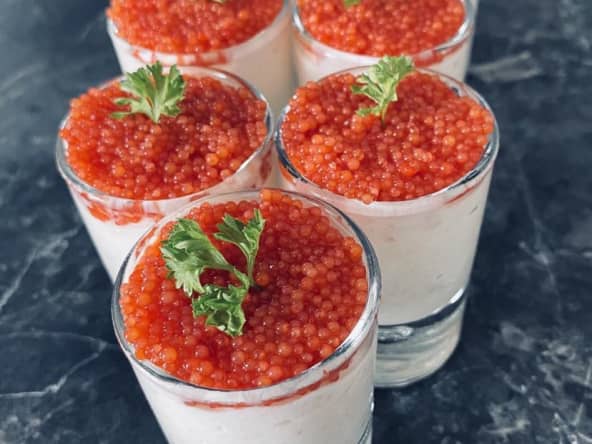 Verrines de faisselles au saumon fumé