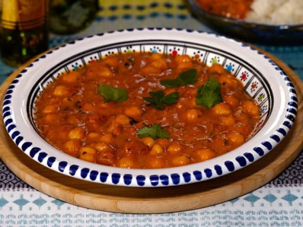 Curry de pois chiches, tomates et cacahuète