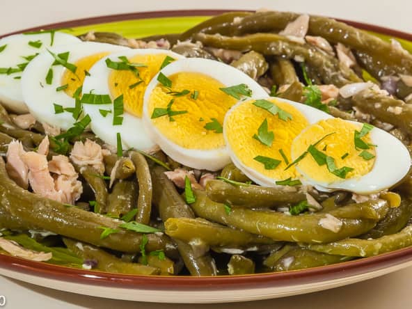 Salade de haricots verts au thon et aux oeufs