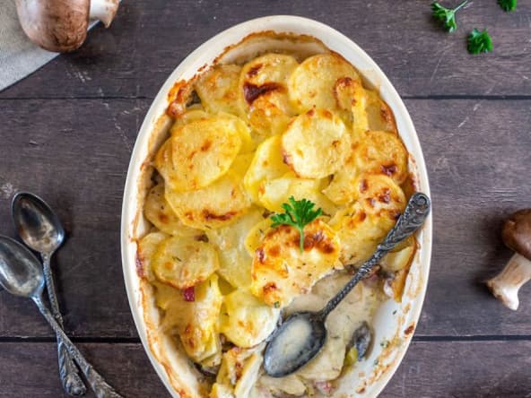 Gratin de pommes de terre aux champignons