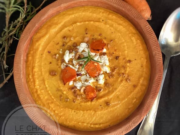 Crème à la citrouille et aux carottes rôties