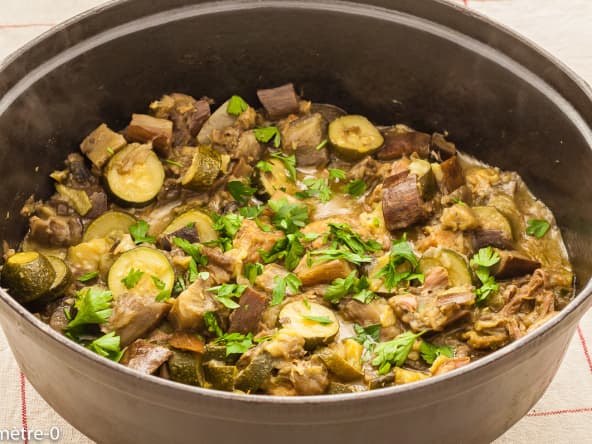 Colombo de porc aux aubergines et courgettes