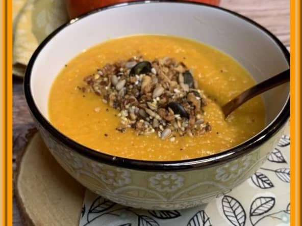 Velouté de potimarron, carottes et lentilles corail